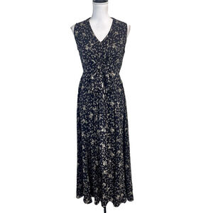 Dana Buchman Dress sz 10 Black Floral Silk Long Maxi Flowing Wedding Wedding Bow